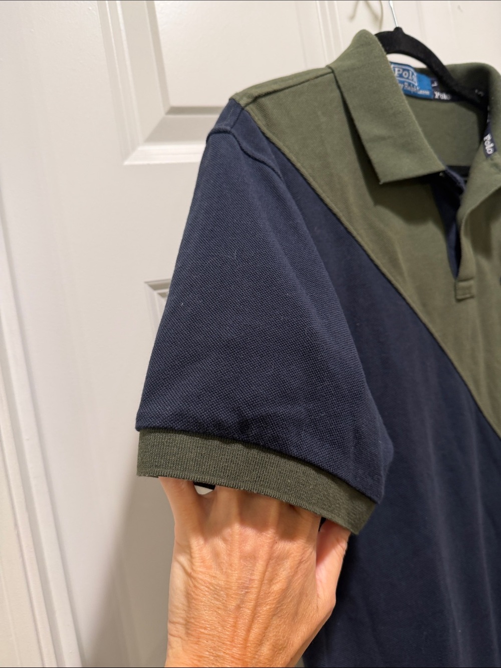 Polo Ralph Lauren Rare vintage Navy Green 2 horses logo short sleeve Colorblock - Picture 5 of 7